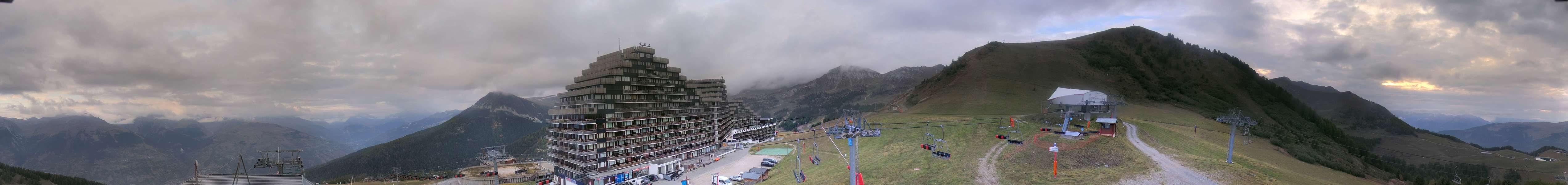 La Plagne Aime 2000 snow cam captured at 3 October 2026 at 6:56 pm GMT+2