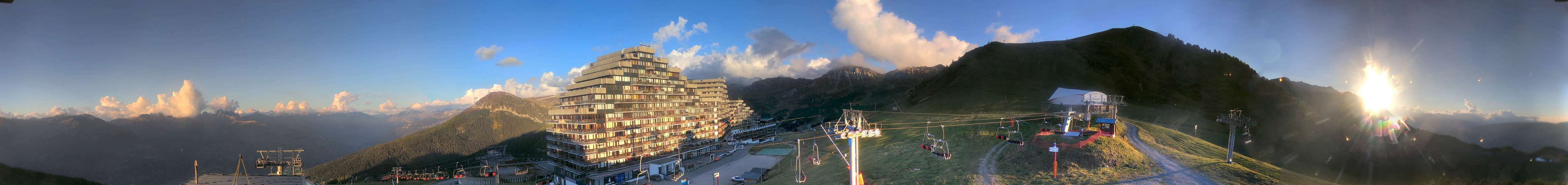 La Plagne Aime 2000 snow cam captured at 5 October 2026 at 6:56 pm GMT+2