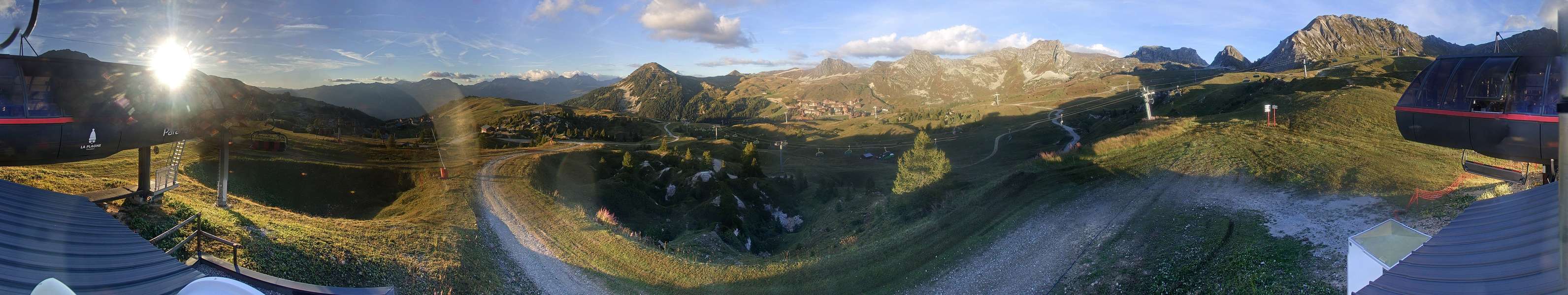 La Plagne Bergerie snow cam captured at 14 September 2026 at 7:35 pm GMT+2