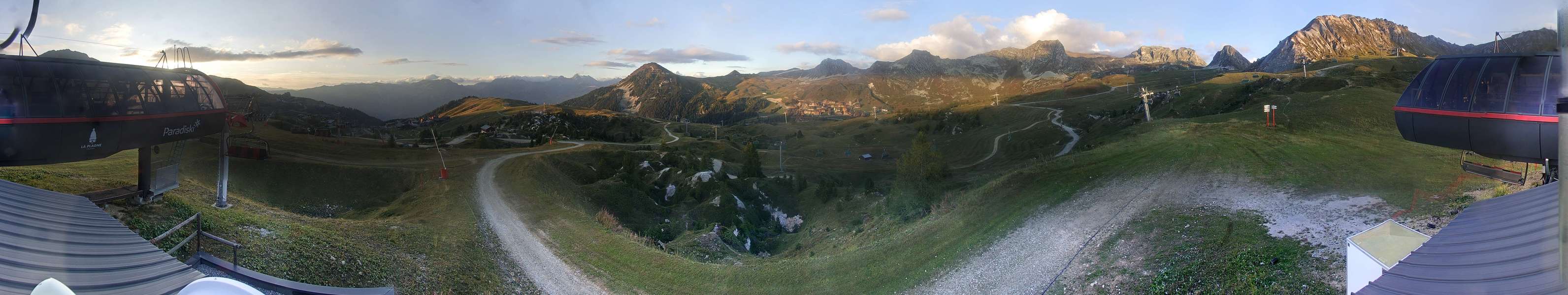 La Plagne Bergerie snow cam captured at 18 September 2026 at 7:38 pm GMT+2