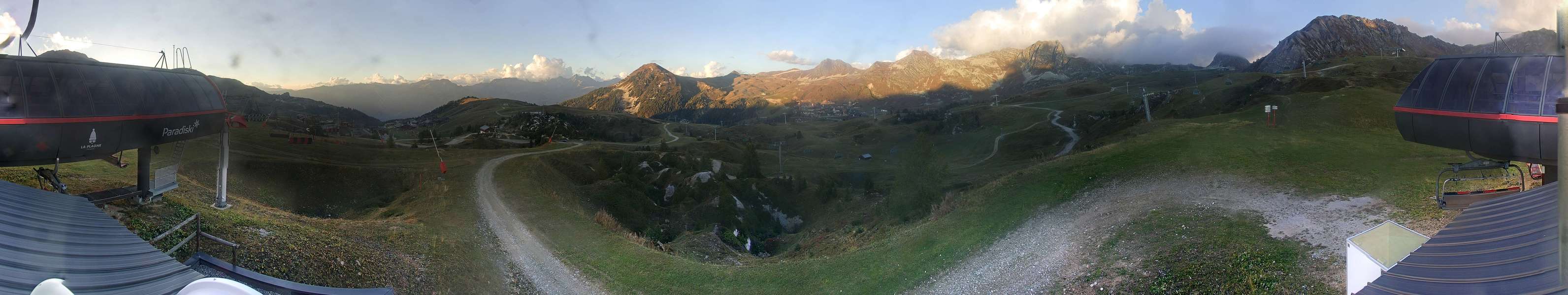 La Plagne Bergerie snow cam captured at 5 October 2026 at 7:08 pm GMT+2
