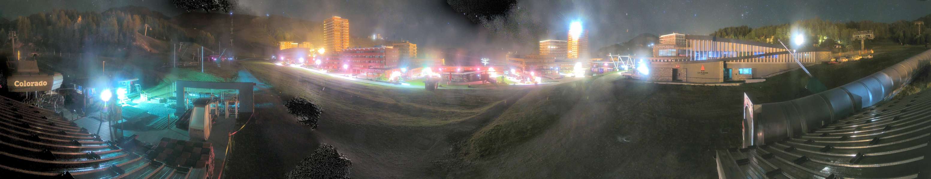 La Plagne Colorado snow cam captured at 5 October 2026 at 11:58 pm GMT+2