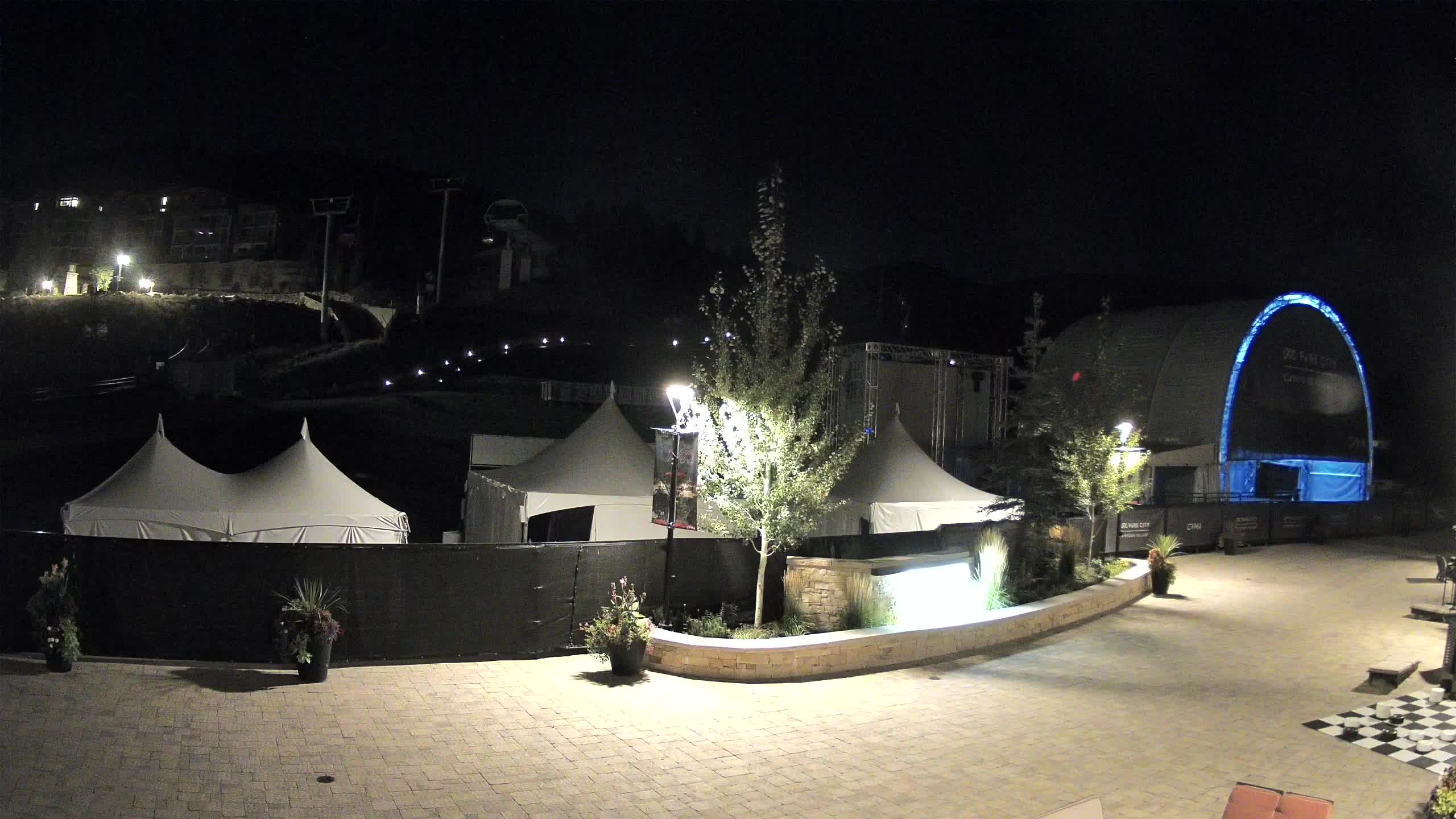 Park City Canyons Village Ski Beach snow cam captured at 14 September 2026 at 11:51 pm GMT-6
