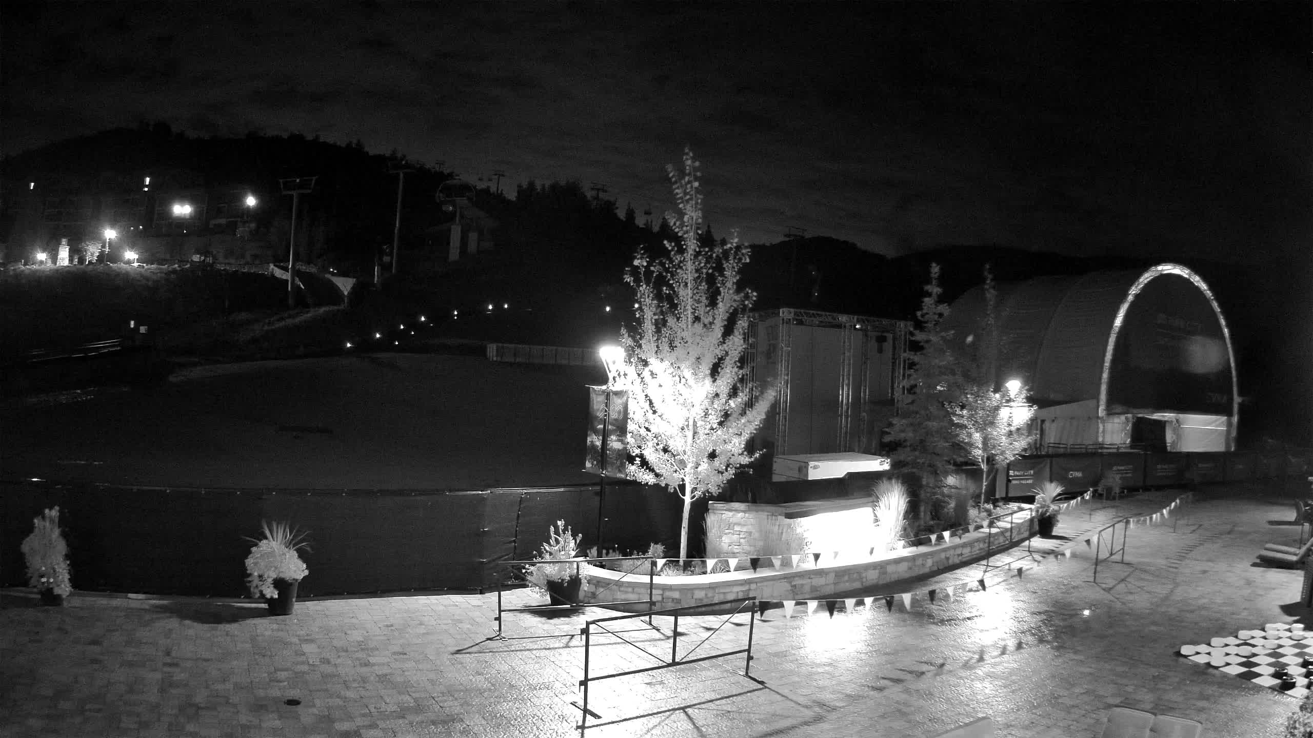 Park City Canyons Village Ski Beach snow cam captured at 18 September 2026 at 11:59 pm GMT-6