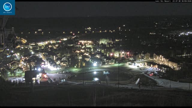 Levi Levi Village snow cam captured at 30 September 2026 at 11:48 pm GMT+3