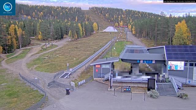 Levi Gondola Lower Station snow cam captured at 15 September 2026 at 7:16 pm GMT+3