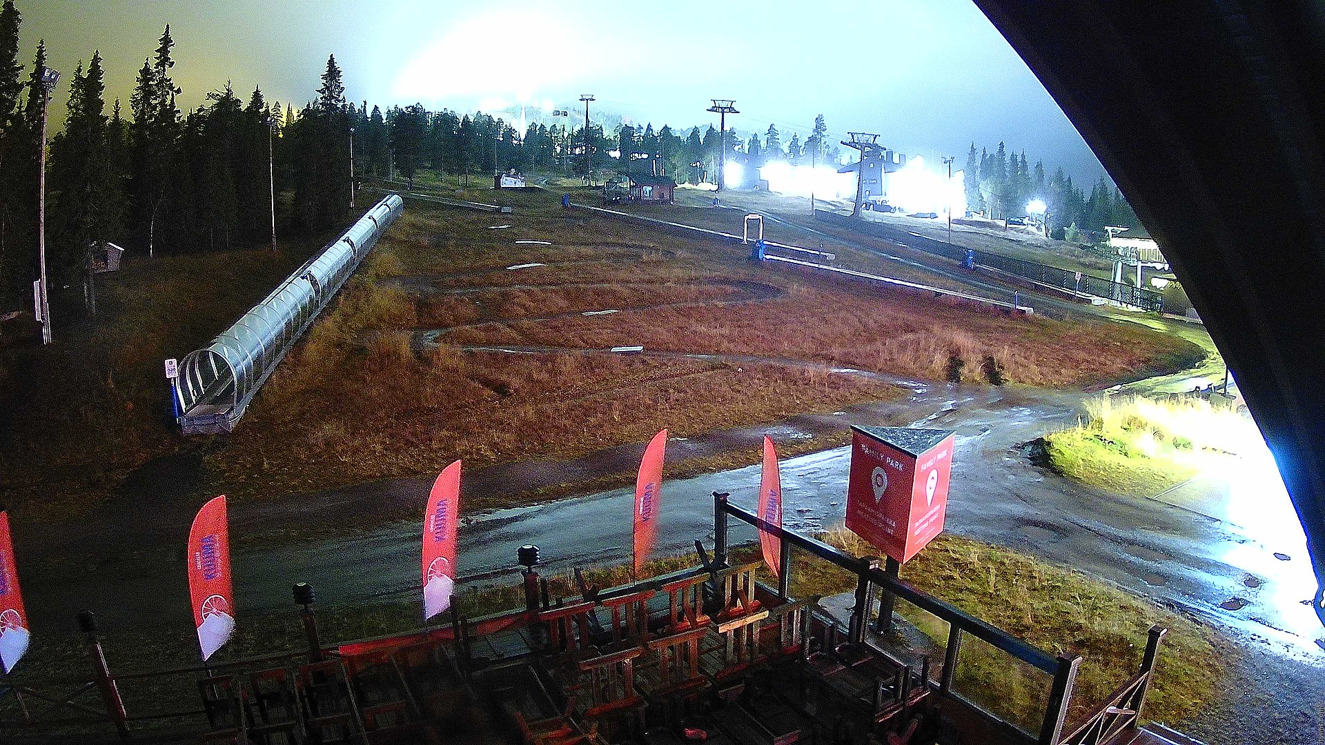 Ruka Rosa & Rudolf Family Park snow cam captured at 3 October 2026 at 11:03 pm GMT+3