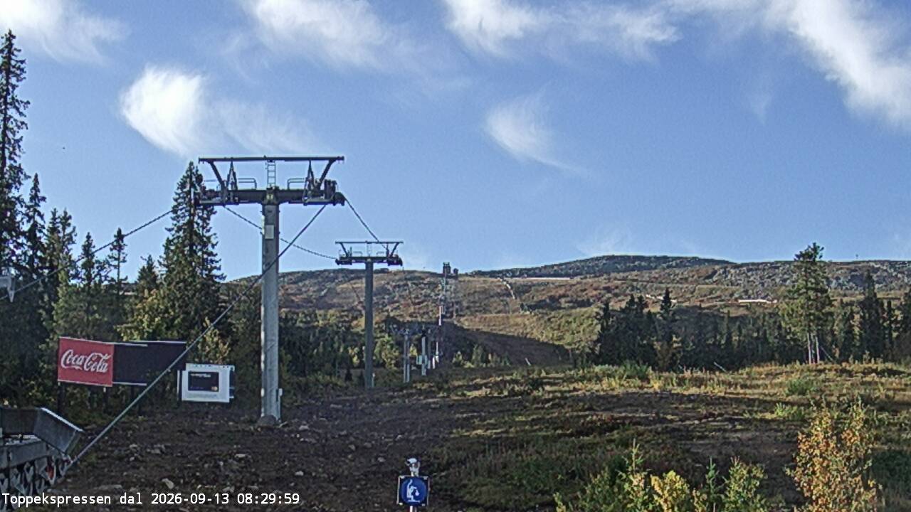 Trysil Top Express Valley snow cam captured at 13 September 2026 at 9:10 am GMT+2
