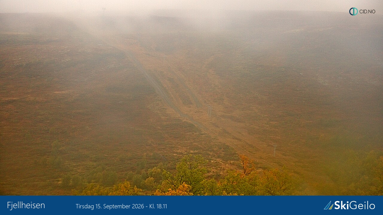 Geilo Fjellheisen snow cam captured at 15 September 2026 at 6:14 pm GMT+2