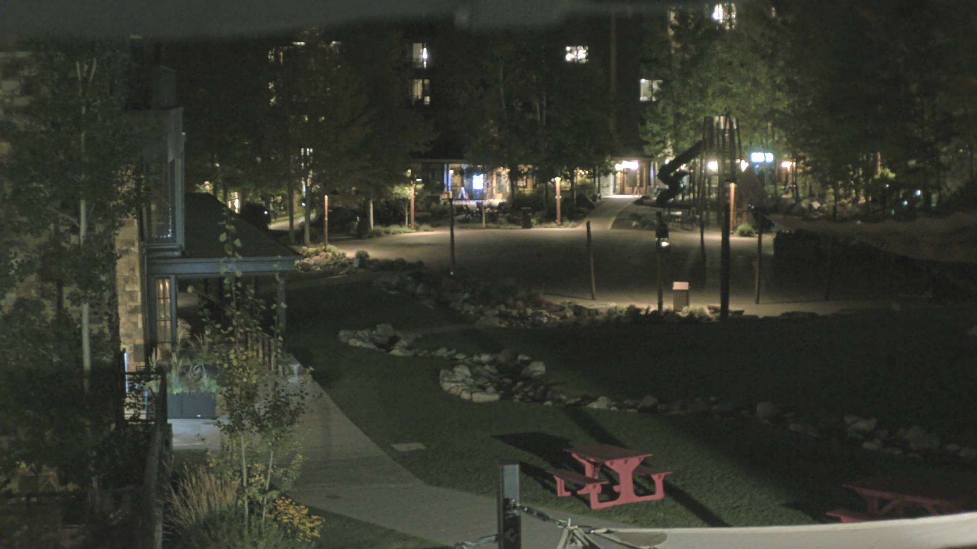 Jackson Hole Village Commons snow cam captured at 4 October 2026 at 11:52 pm GMT-6