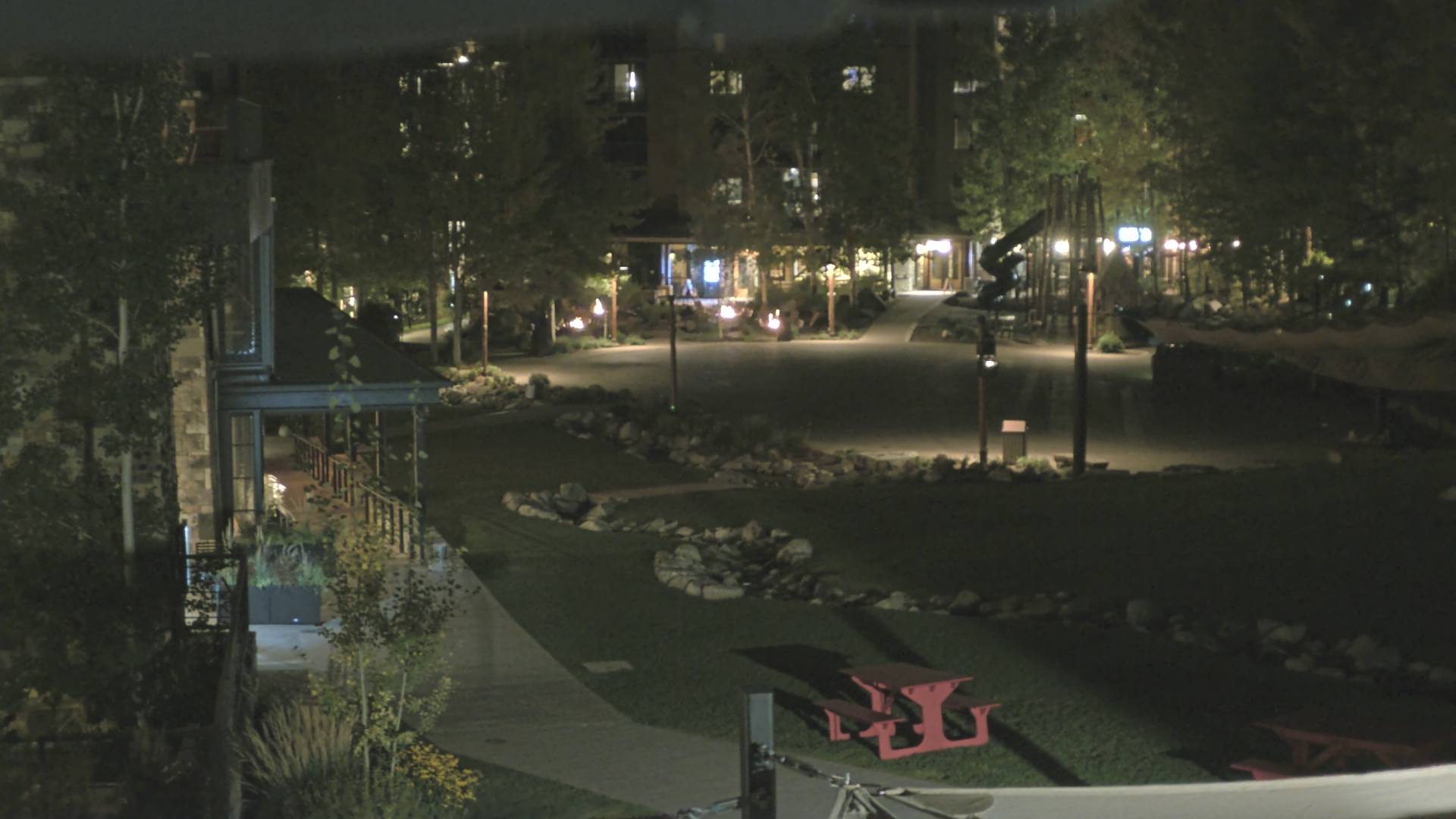 Jackson Hole Village Commons snow cam captured at 5 October 2026 at 9:13 pm GMT-6