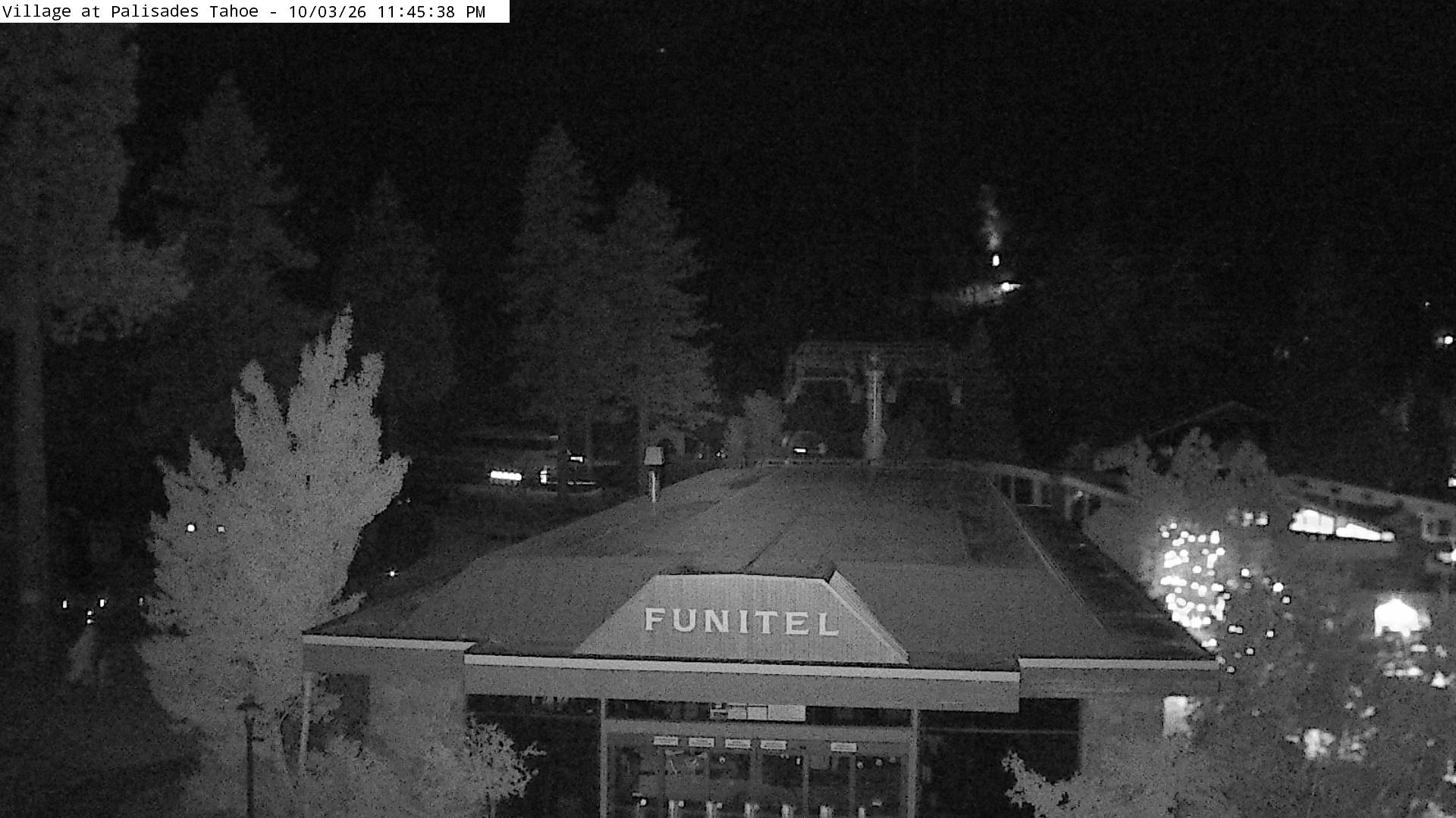 Palisades Tahoe Palisades Base 6200' snow cam captured at 3 October 2026 at 11:49 pm GMT-7