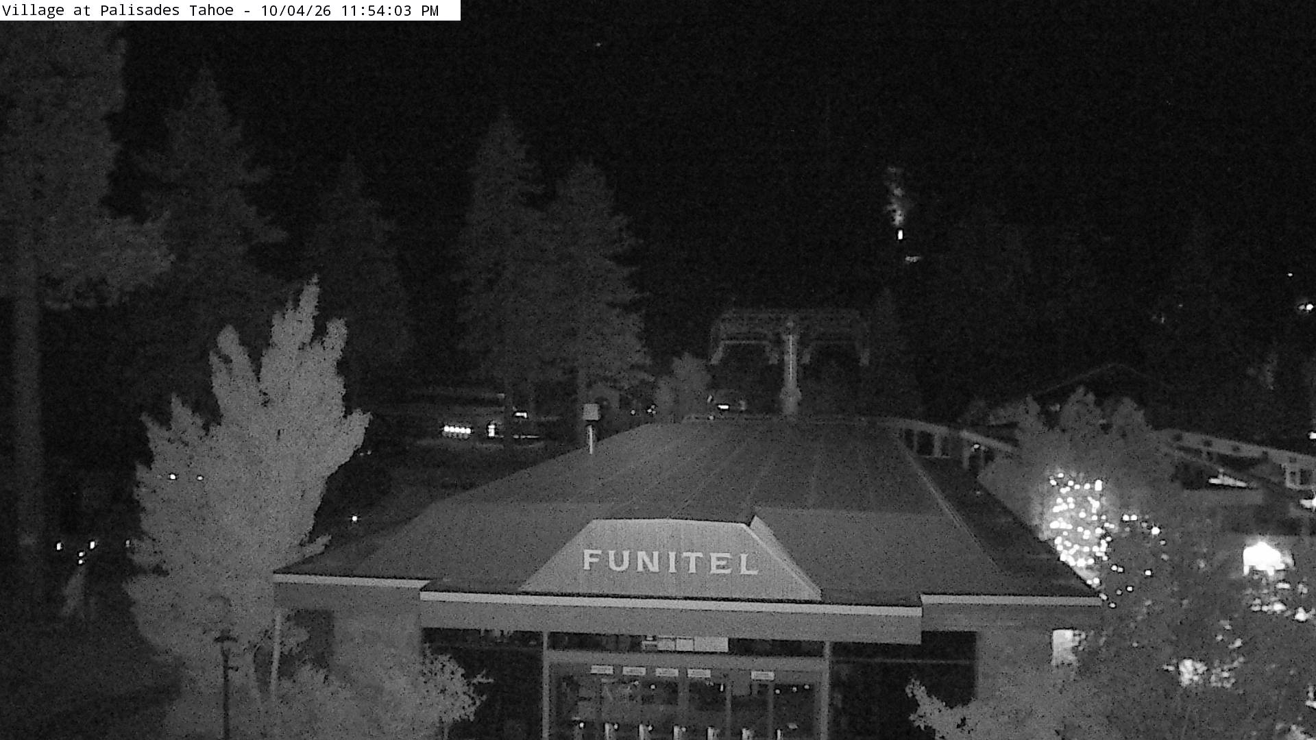 Palisades Tahoe Palisades Base 6200' snow cam captured at 4 October 2026 at 11:55 pm GMT-7