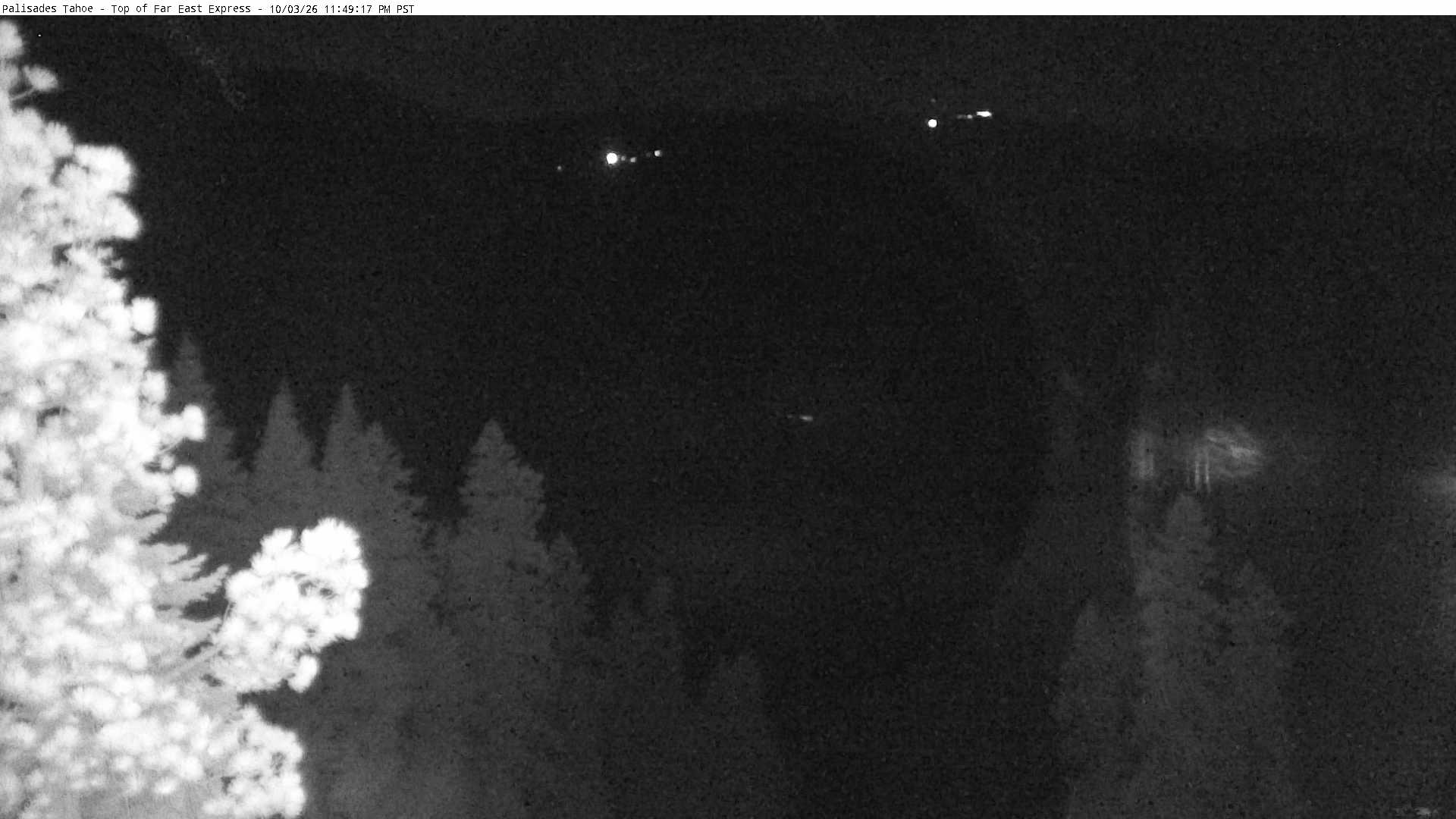 Palisades Tahoe Far East snow cam captured at 3 October 2026 at 11:49 pm GMT-7