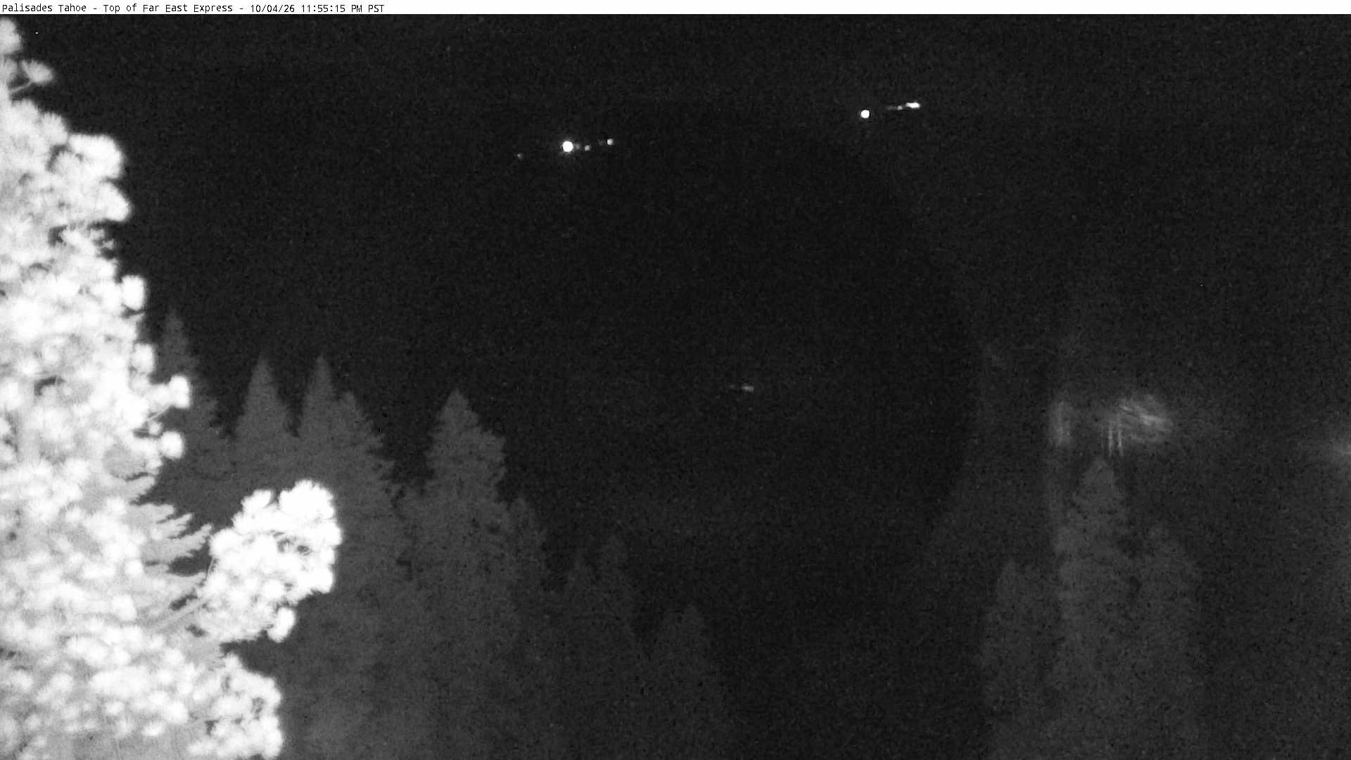 Palisades Tahoe Far East snow cam captured at 4 October 2026 at 11:55 pm GMT-7