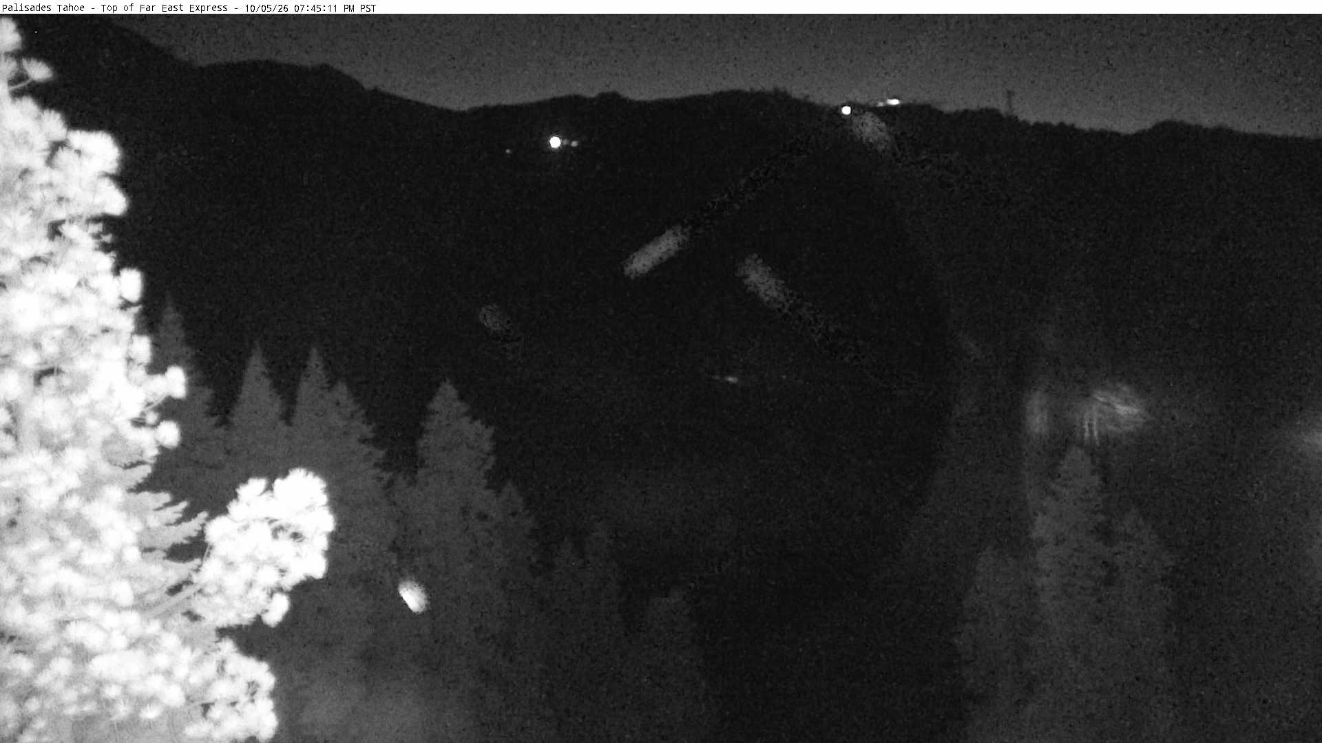 Palisades Tahoe Far East snow cam captured at 5 October 2026 at 7:52 pm GMT-7
