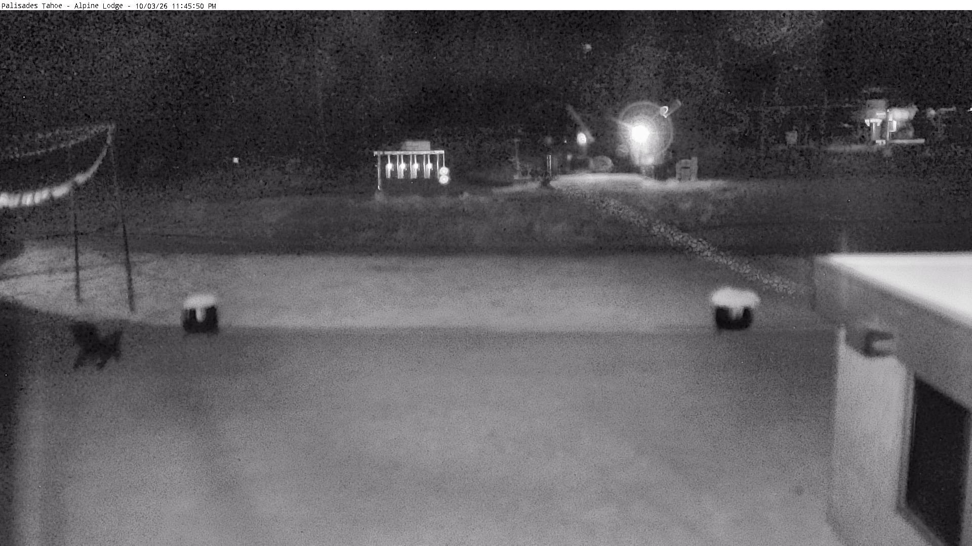 Palisades Tahoe Alpine Peak / Lodge Base snow cam captured at 3 October 2026 at 11:49 pm GMT-7