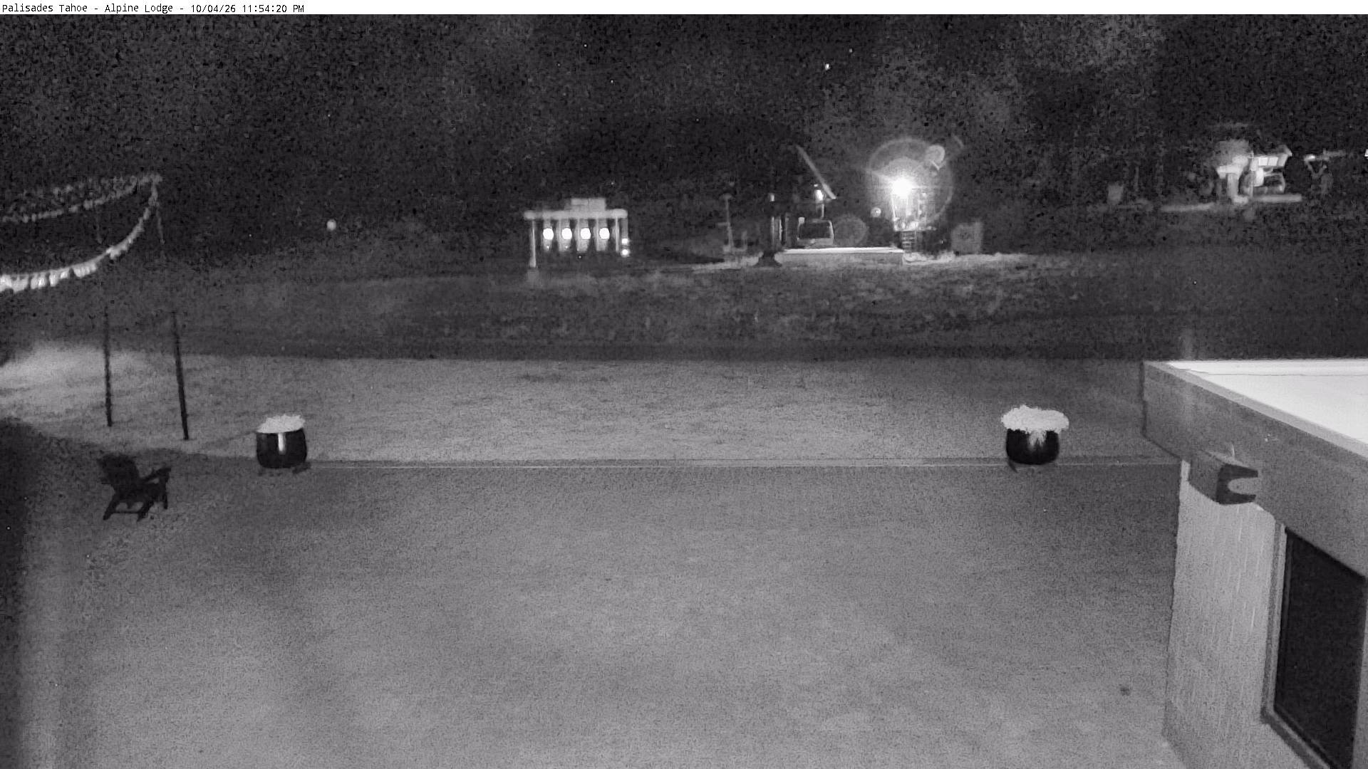 Palisades Tahoe Alpine Peak / Lodge Base snow cam captured at 4 October 2026 at 11:57 pm GMT-7