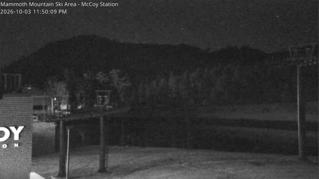 Mammoth Mountain McCoy Station snow cam captured at 3 October 2026 at 11:50 pm GMT-7