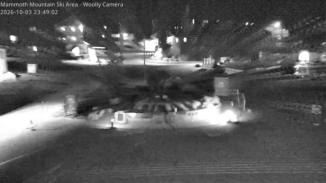 Mammoth Mountain Woolly Cam at Main Lodge snow cam captured at 3 October 2026 at 11:49 pm GMT-7