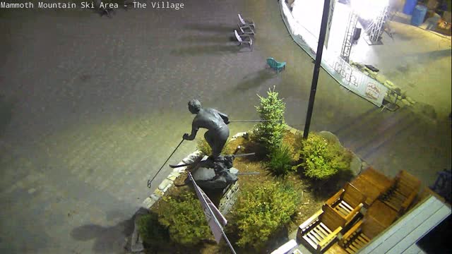 Mammoth Mountain The Village snow cam captured at 3 October 2026 at 11:49 pm GMT-7