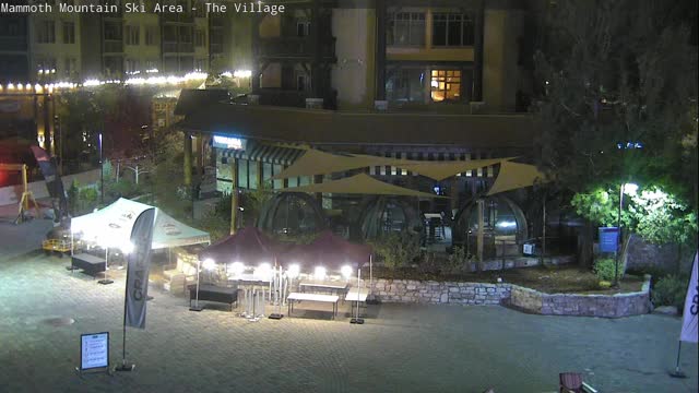 Mammoth Mountain The Village snow cam captured at 4 October 2026 at 11:53 pm GMT-7