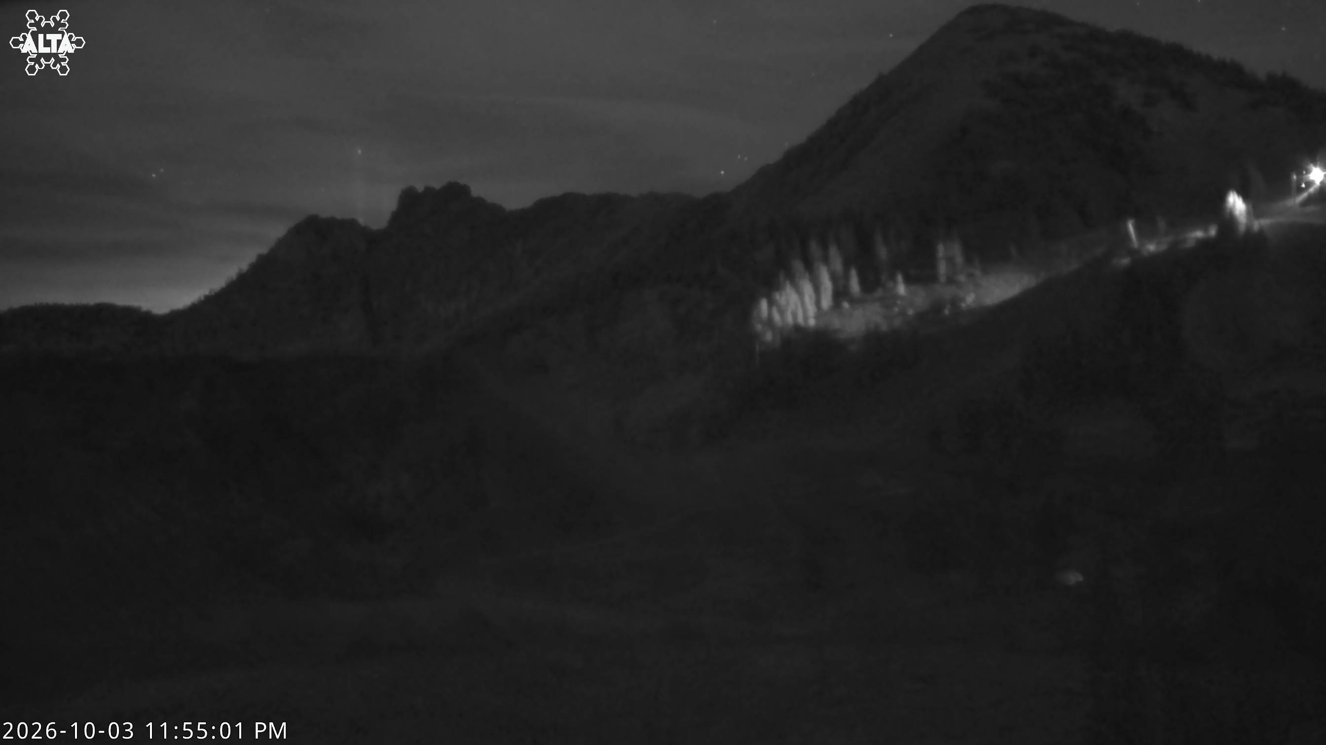 Alta Sugarloaf Peak snow cam captured at 3 October 2026 at 11:52 pm GMT-6
