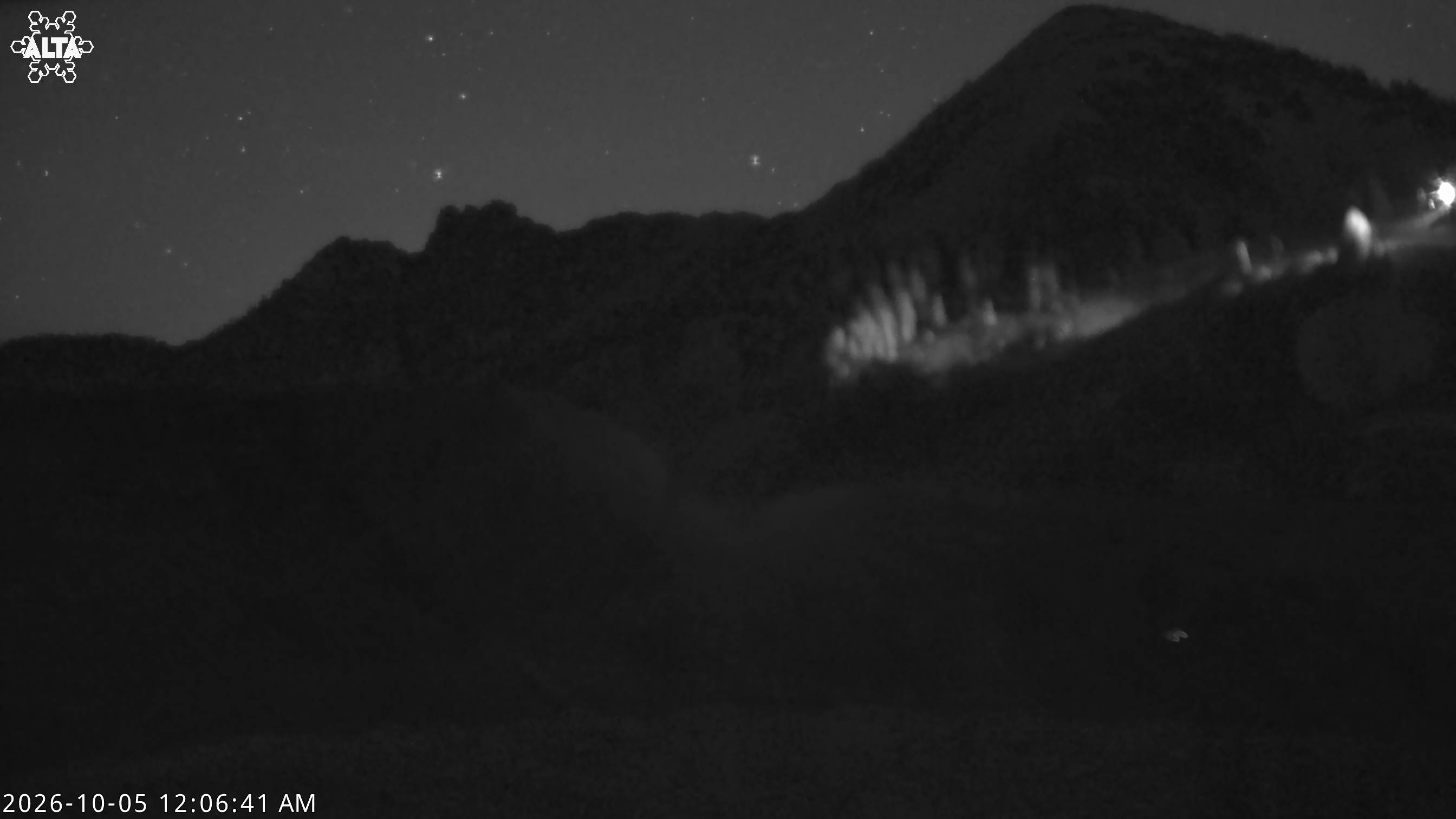 Alta Sugarloaf Peak snow cam captured at 4 October 2026 at 11:59 pm GMT-6