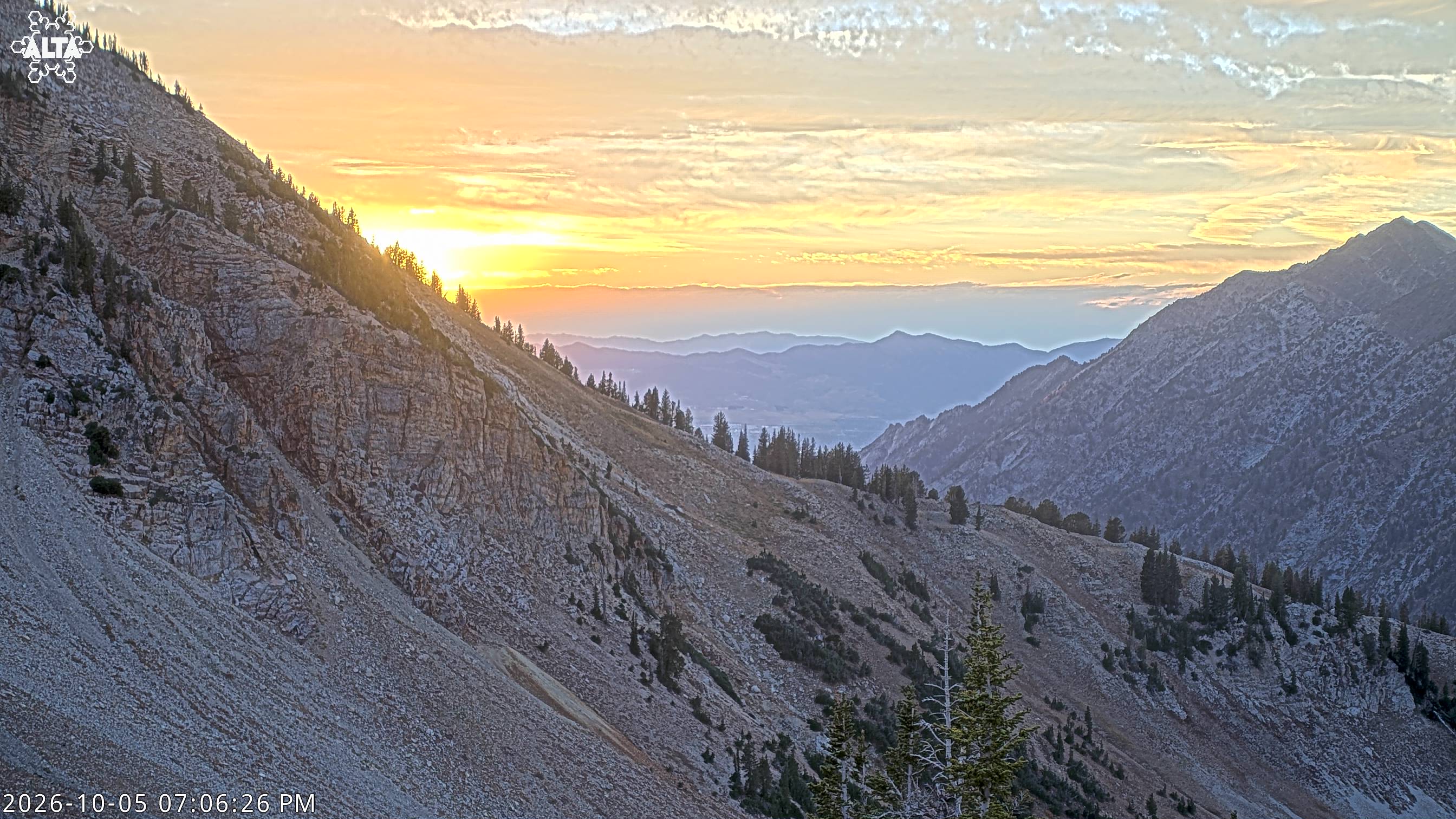 Alta Salt Lake Valley snow cam captured at 5 October 2026 at 7:02 pm GMT-6
